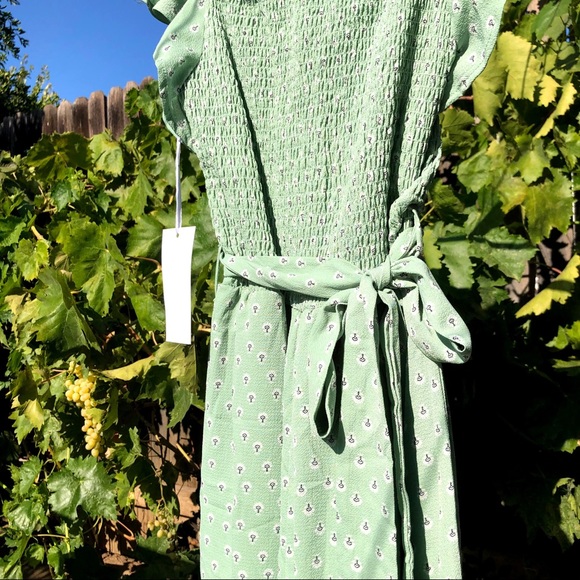 Purple Snow matcha, shirred, ruffle-strap jumpsuit - Picture 4 of 9